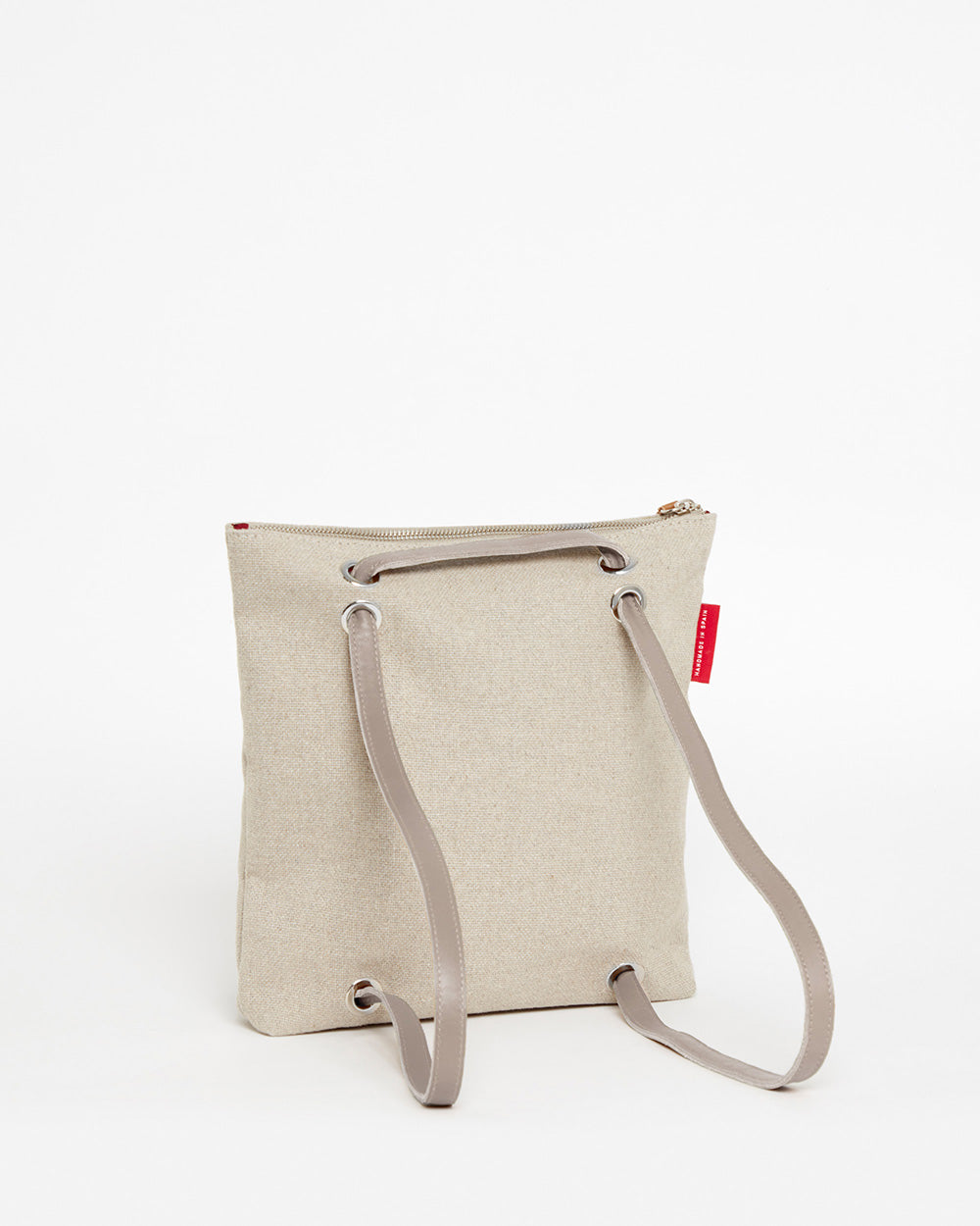 Beige CANVAS Small Tote Backpack